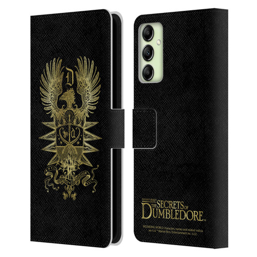 Fantastic Beasts: Secrets of Dumbledore Graphics Dumbledore's Crest Leather Book Wallet Case Cover For Samsung Galaxy A14 5G