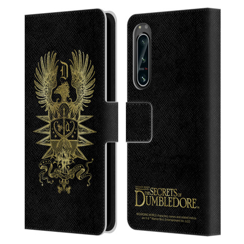 Fantastic Beasts: Secrets of Dumbledore Graphics Dumbledore's Crest Leather Book Wallet Case Cover For Sony Xperia 5 IV