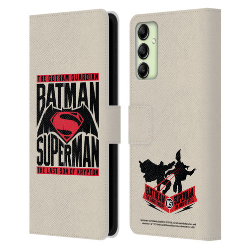 Batman V Superman: Dawn of Justice Graphics Typography Leather Book Wallet Case Cover For Samsung Galaxy A14 5G