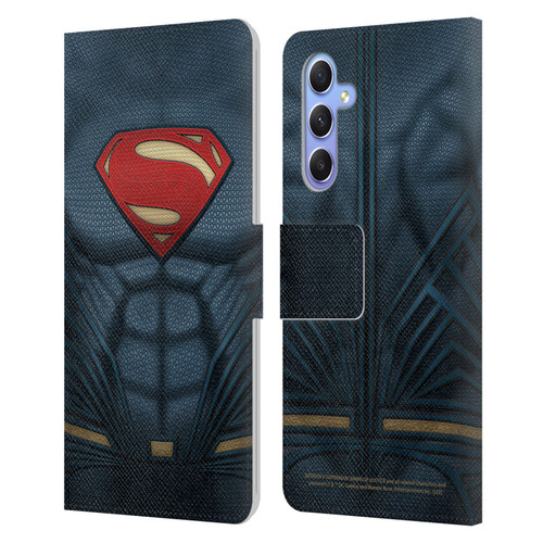 Batman V Superman: Dawn of Justice Graphics Superman Costume Leather Book Wallet Case Cover For Samsung Galaxy A34 5G