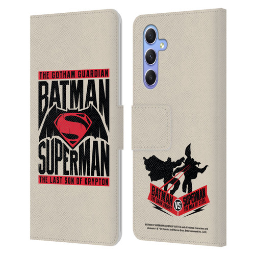 Batman V Superman: Dawn of Justice Graphics Typography Leather Book Wallet Case Cover For Samsung Galaxy A34 5G