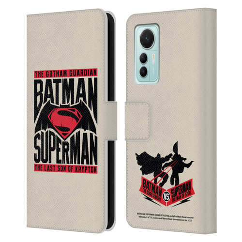 Batman V Superman: Dawn of Justice Graphics Typography Leather Book Wallet Case Cover For Xiaomi 12 Lite