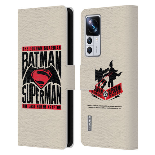 Batman V Superman: Dawn of Justice Graphics Typography Leather Book Wallet Case Cover For Xiaomi 12T Pro
