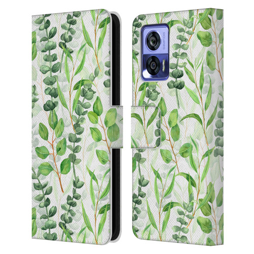 Katerina Kirilova Fruits & Foliage Patterns Eucalyptus Mix Leather Book Wallet Case Cover For Motorola Edge 30 Neo 5G