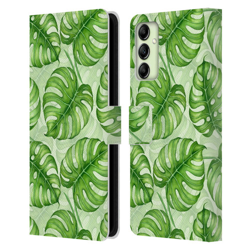 Katerina Kirilova Fruits & Foliage Patterns Monstera Leather Book Wallet Case Cover For Samsung Galaxy A14 5G