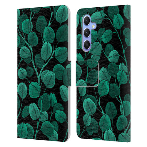 Katerina Kirilova Fruits & Foliage Patterns Eucalyptus Silver Dollar Leather Book Wallet Case Cover For Samsung Galaxy A34 5G