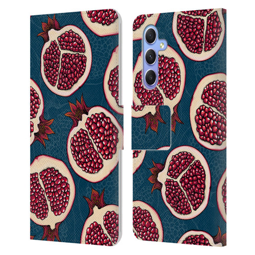 Katerina Kirilova Fruits & Foliage Patterns Pomegranate Slices Leather Book Wallet Case Cover For Samsung Galaxy A34 5G