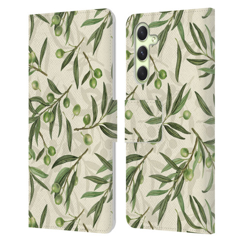 Katerina Kirilova Fruits & Foliage Patterns Olive Branches Leather Book Wallet Case Cover For Samsung Galaxy A54 5G