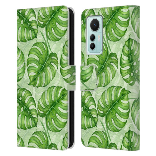 Katerina Kirilova Fruits & Foliage Patterns Monstera Leather Book Wallet Case Cover For Xiaomi 12 Lite