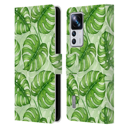 Katerina Kirilova Fruits & Foliage Patterns Monstera Leather Book Wallet Case Cover For Xiaomi 12T Pro