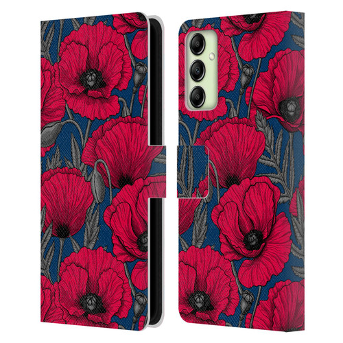 Katerina Kirilova Floral Patterns Night Poppy Garden Leather Book Wallet Case Cover For Samsung Galaxy A14 5G