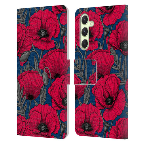 Katerina Kirilova Floral Patterns Night Poppy Garden Leather Book Wallet Case Cover For Samsung Galaxy A54 5G