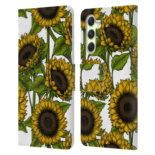Katerina Kirilova Floral Patterns Sunflowers Leather Book Wallet Case Cover For Samsung Galaxy A54 5G