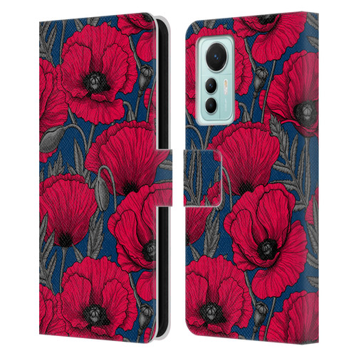 Katerina Kirilova Floral Patterns Night Poppy Garden Leather Book Wallet Case Cover For Xiaomi 12 Lite