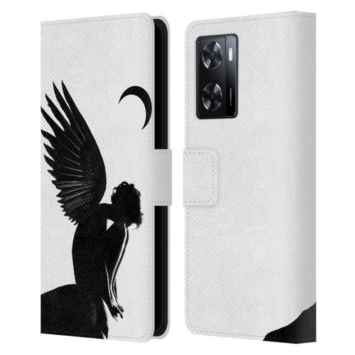 LouiJoverArt Black And White Angel Leather Book Wallet Case Cover For OPPO A57s