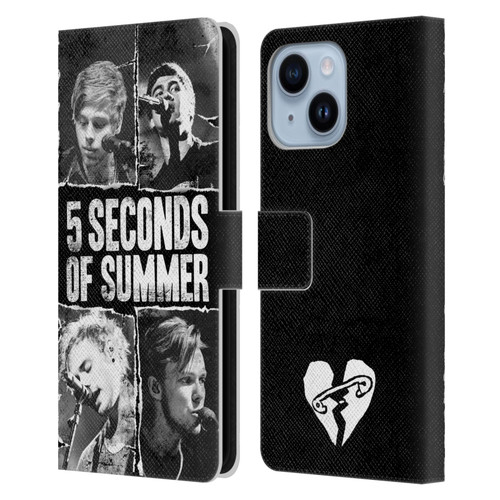 5 Seconds of Summer Posters Torn Papers 2 Leather Book Wallet Case Cover For Apple iPhone 14 Plus