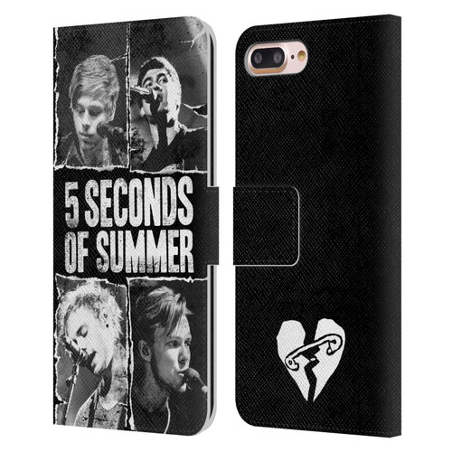 5 Seconds of Summer Posters Torn Papers 2 Leather Book Wallet Case Cover For Apple iPhone 7 Plus / iPhone 8 Plus