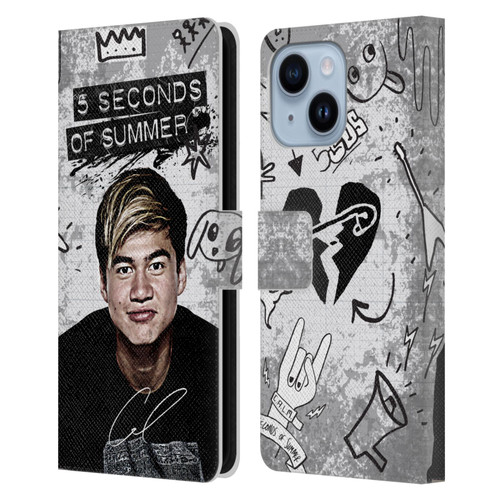 5 Seconds of Summer Solos Vandal Calum Leather Book Wallet Case Cover For Apple iPhone 14 Plus