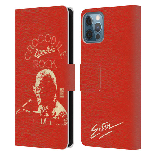 Elton John Artwork Crocodile Rock Single Leather Book Wallet Case Cover For Apple iPhone 12 / iPhone 12 Pro