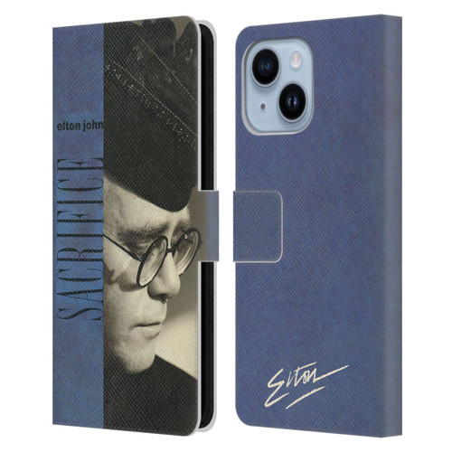 Elton John Artwork Sacrifice Single Leather Book Wallet Case Cover For Apple iPhone 14 Plus