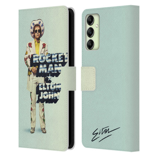 Elton John Artwork Rocket Man Single Leather Book Wallet Case Cover For Samsung Galaxy A14 5G