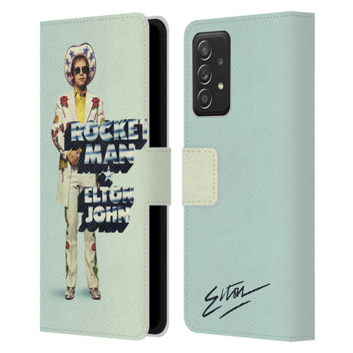 Elton John Artwork Rocket Man Single Leather Book Wallet Case Cover For Samsung Galaxy A53 5G (2022)