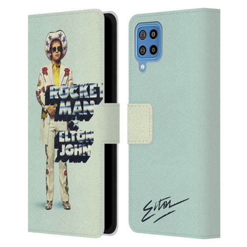 Elton John Artwork Rocket Man Single Leather Book Wallet Case Cover For Samsung Galaxy F22 (2021)