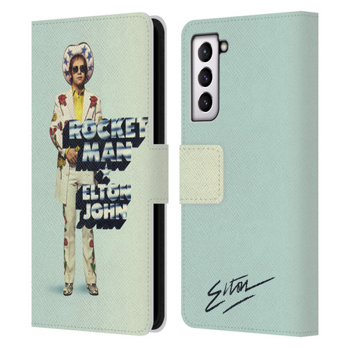 Elton John Artwork Rocket Man Single Leather Book Wallet Case Cover For Samsung Galaxy S21 5G