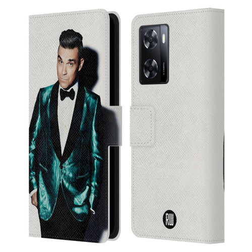 Robbie Williams Calendar White Background Leather Book Wallet Case Cover For OPPO A57s