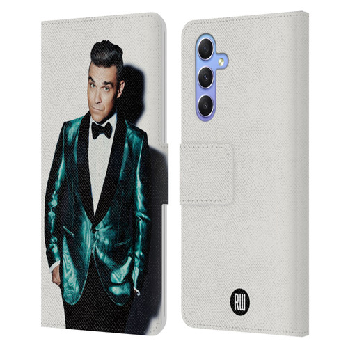 Robbie Williams Calendar White Background Leather Book Wallet Case Cover For Samsung Galaxy A34 5G