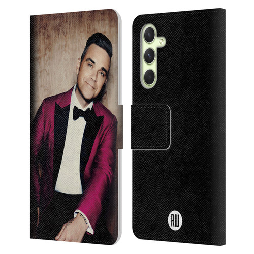 Robbie Williams Calendar Magenta Tux Leather Book Wallet Case Cover For Samsung Galaxy A54 5G