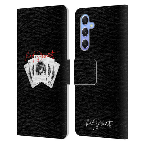 Rod Stewart Art Poker Hand Leather Book Wallet Case Cover For Samsung Galaxy A34 5G