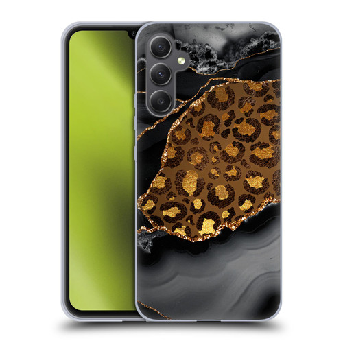UtArt Wild Cat Marble Dark Gilded Leopard Soft Gel Case for Samsung Galaxy A34 5G