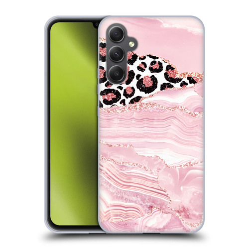 UtArt Wild Cat Marble Pink Glitter Soft Gel Case for Samsung Galaxy A34 5G