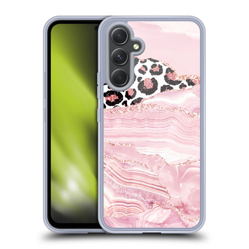 UtArt Wild Cat Marble Pink Glitter Soft Gel Case for Samsung Galaxy A54 5G