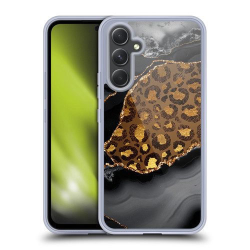 UtArt Wild Cat Marble Dark Gilded Leopard Soft Gel Case for Samsung Galaxy A54 5G