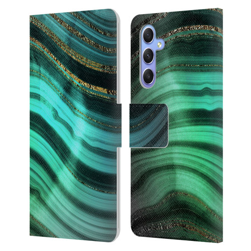UtArt Malachite Emerald Glitter Gradient Leather Book Wallet Case Cover For Samsung Galaxy A34 5G