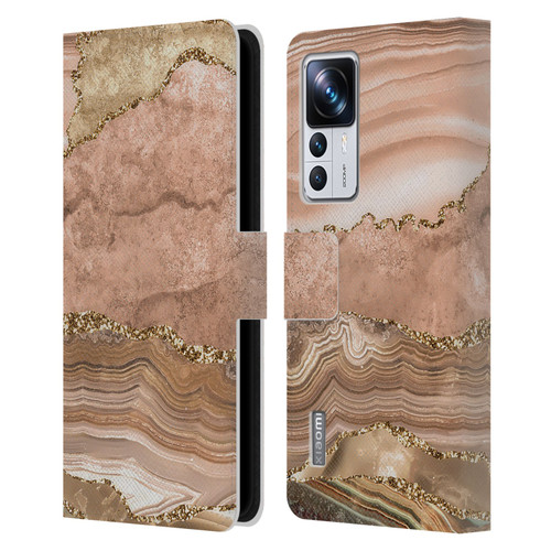 UtArt Wild Cat Marble Beige Gold Leather Book Wallet Case Cover For Xiaomi 12T Pro