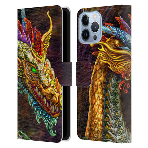 Myles Pinkney Mythical Silver Dragon Leather Book Wallet Case Cover For Apple iPhone 13 Pro Max