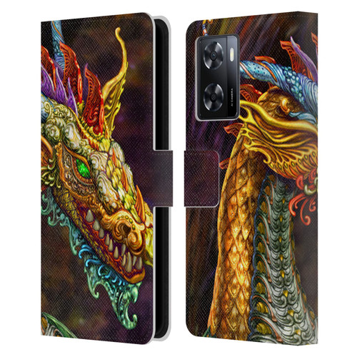 Myles Pinkney Mythical Silver Dragon Leather Book Wallet Case Cover For OPPO A57s