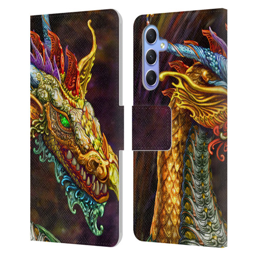 Myles Pinkney Mythical Silver Dragon Leather Book Wallet Case Cover For Samsung Galaxy A34 5G