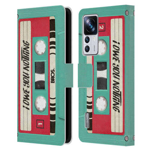 BROS Vintage Cassette Tapes I Owe You Nothing Leather Book Wallet Case Cover For Xiaomi 12T Pro