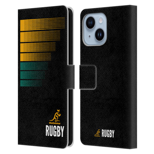 Australia National Rugby Union Team Crest Rugby Green Yellow Leather Book Wallet Case Cover For Apple iPhone 14 Plus