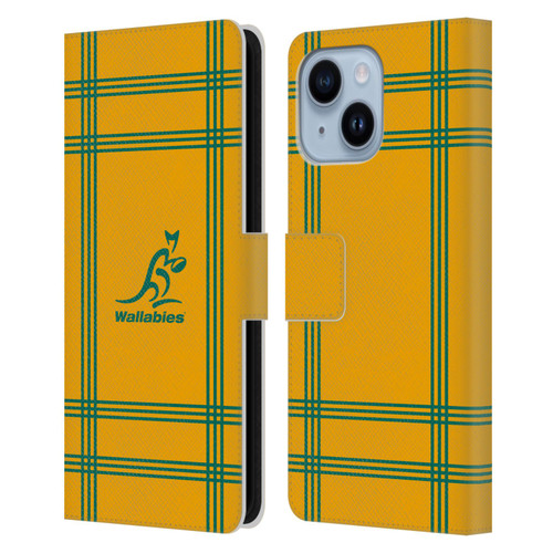 Australia National Rugby Union Team Crest Tartan Leather Book Wallet Case Cover For Apple iPhone 14 Plus