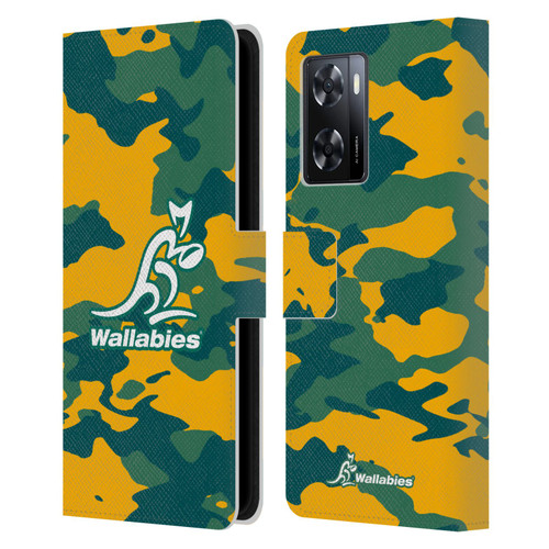 Australia National Rugby Union Team Crest Camouflage Leather Book Wallet Case Cover For OPPO A57s