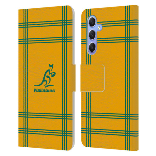 Australia National Rugby Union Team Crest Tartan Leather Book Wallet Case Cover For Samsung Galaxy A34 5G