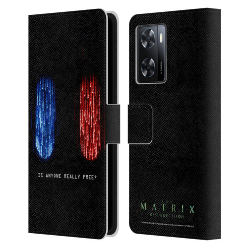 The Matrix Resurrections Key Art Is Anyone Really Free Leather Book Wallet Case Cover For OPPO A57s