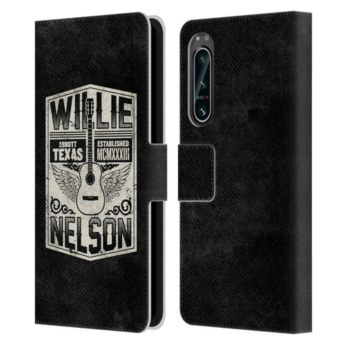 Willie Nelson Grunge Flying Guitar Leather Book Wallet Case Cover For Sony Xperia 5 IV