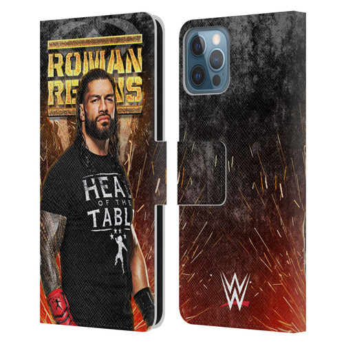 WWE Roman Reigns Grunge Leather Book Wallet Case Cover For Apple iPhone 12 / iPhone 12 Pro