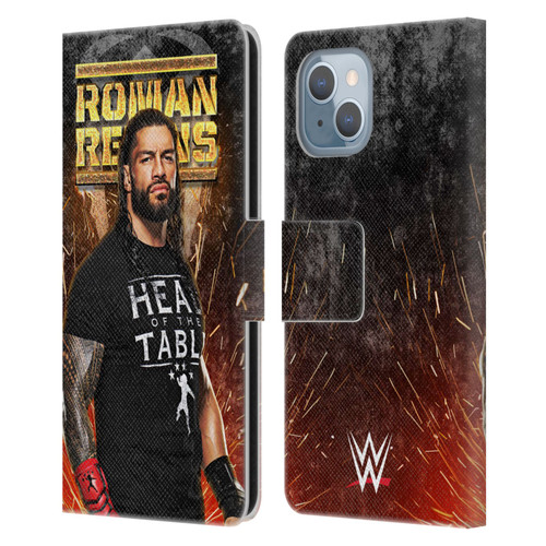 WWE Roman Reigns Grunge Leather Book Wallet Case Cover For Apple iPhone 14